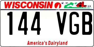 WI license plate 144VGB