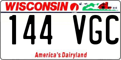 WI license plate 144VGC