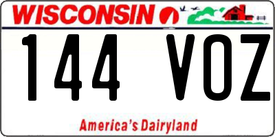 WI license plate 144VOZ
