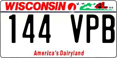 WI license plate 144VPB