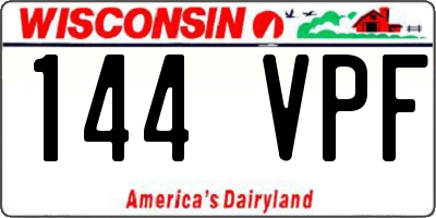 WI license plate 144VPF