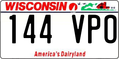 WI license plate 144VPO