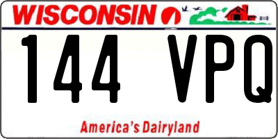 WI license plate 144VPQ
