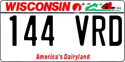 WI license plate 144VRD