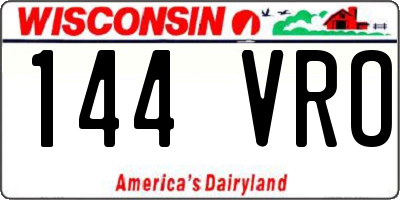 WI license plate 144VRO