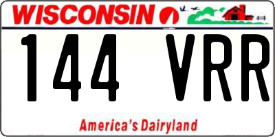 WI license plate 144VRR