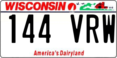WI license plate 144VRW