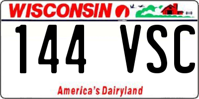 WI license plate 144VSC