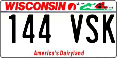 WI license plate 144VSK