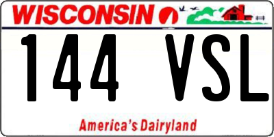 WI license plate 144VSL