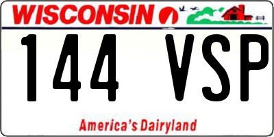 WI license plate 144VSP