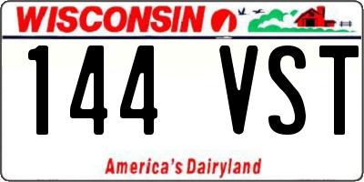WI license plate 144VST