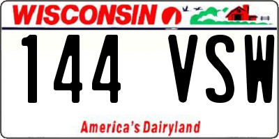 WI license plate 144VSW