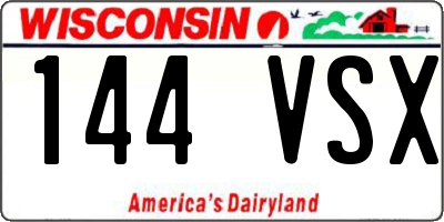 WI license plate 144VSX