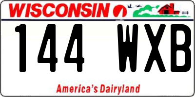 WI license plate 144WXB