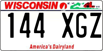 WI license plate 144XGZ