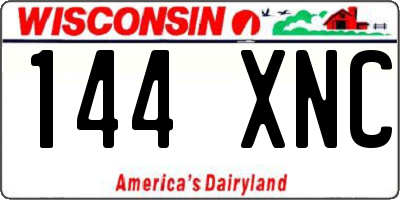 WI license plate 144XNC