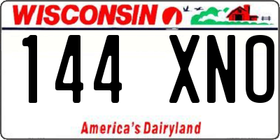 WI license plate 144XNO