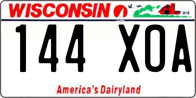WI license plate 144XOA