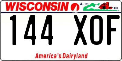 WI license plate 144XOF