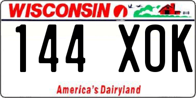 WI license plate 144XOK