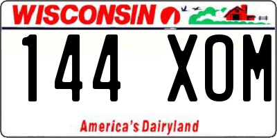 WI license plate 144XOM