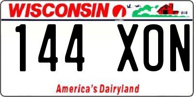 WI license plate 144XON