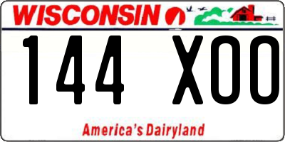 WI license plate 144XOO