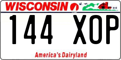 WI license plate 144XOP