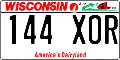 WI license plate 144XOR