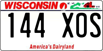 WI license plate 144XOS