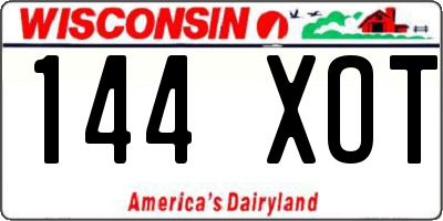 WI license plate 144XOT