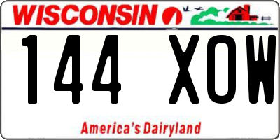 WI license plate 144XOW