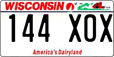 WI license plate 144XOX