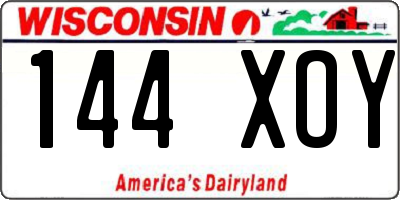 WI license plate 144XOY