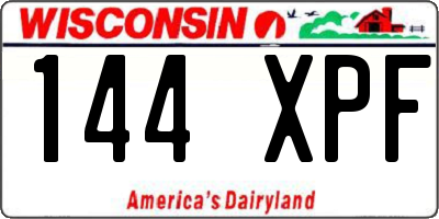 WI license plate 144XPF