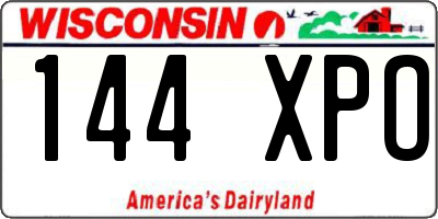 WI license plate 144XPO
