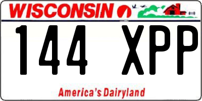 WI license plate 144XPP