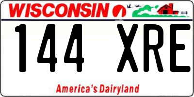 WI license plate 144XRE