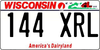 WI license plate 144XRL