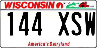 WI license plate 144XSW