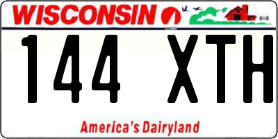WI license plate 144XTH