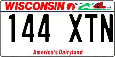 WI license plate 144XTN