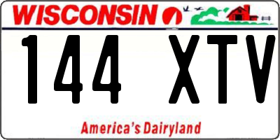WI license plate 144XTV