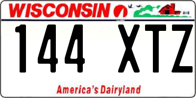 WI license plate 144XTZ