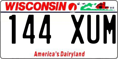 WI license plate 144XUM