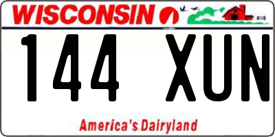 WI license plate 144XUN