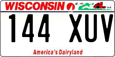 WI license plate 144XUV