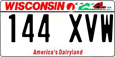 WI license plate 144XVW