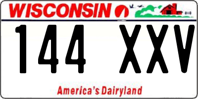 WI license plate 144XXV